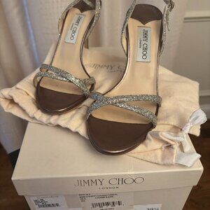 Jimmy Choo 85MM Strappy Evening Sandal in Champagne